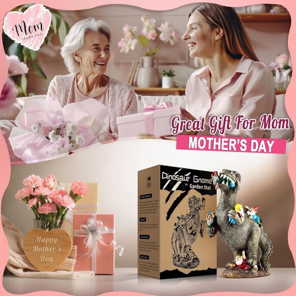 Garden Gnomes Statues Yard Decorations Outdoor Garden Decor, 14” Dinosaur Gnomes - Picture 7 of 9